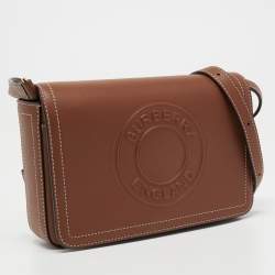 Pre Owned Burberry Tan Leather Hampshire Crossbody Bag