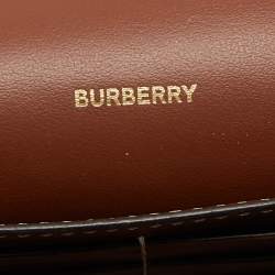 Pre Owned Burberry Tan Leather Hampshire Crossbody Bag