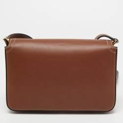 Pre Owned Burberry Tan Leather Hampshire Crossbody Bag