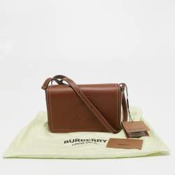 Pre Owned Burberry Tan Leather Hampshire Crossbody Bag