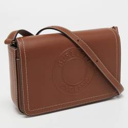 Pre Owned Burberry Tan Leather Hampshire Crossbody Bag