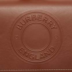Pre Owned Burberry Tan Leather Hampshire Crossbody Bag