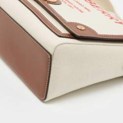 مملوكة مسبقًا حقيبة كروس بربري نوت جلد وكانفاس طباعة شعار بيج 