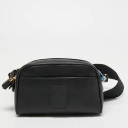 Burberry Black Leather Small Cube Zip Crossbody Bag
