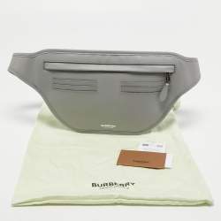 Pre Owned Burberry Grey Leather Brummell Belt Bag
