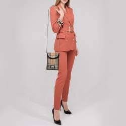 Pre Owned Burberry Beige/Black Vintage Check Phone Crossbody Bag