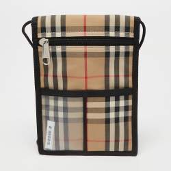 Pre Owned Burberry Beige/Black Vintage Check Phone Crossbody Bag
