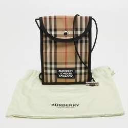 Pre Owned Burberry Beige/Black Vintage Check Phone Crossbody Bag
