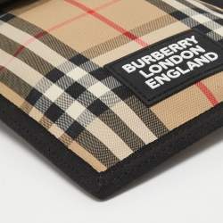 Pre Owned Burberry Beige/Black Vintage Check Phone Crossbody Bag