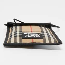 Pre Owned Burberry Beige/Black Vintage Check Phone Crossbody Bag