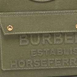 مملوكة مسبقًا Burberry Olive Green Canvas and Leather Mini Pocket Bag