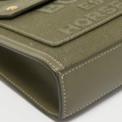مملوكة مسبقًا Burberry Olive Green Canvas and Leather Mini Pocket Bag
