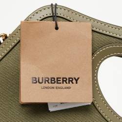 مملوكة مسبقًا Burberry Olive Green Canvas and Leather Mini Pocket Bag