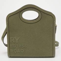 مملوكة مسبقًا Burberry Olive Green Canvas and Leather Mini Pocket Bag