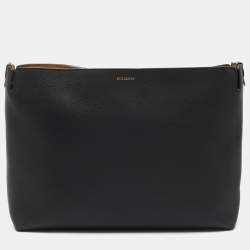 Burberry Black/Green Leather Large Zip Clutch