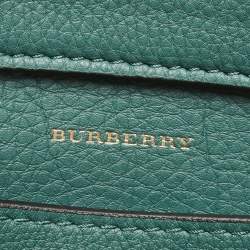 Burberry Black/Green Leather Large Zip Clutch
