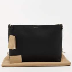 Burberry Black/Green Leather Large Zip Clutch