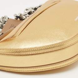 Pre Owned Burberry Metallic Gold Leather Mini Olympia Zip Chain Bag