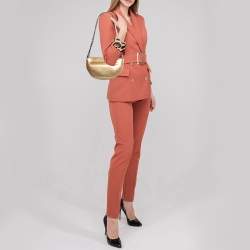 Pre Owned Burberry Metallic Gold Leather Mini Olympia Zip Chain Bag