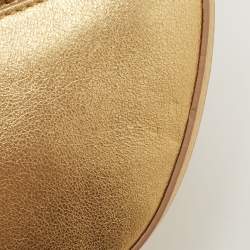 Pre Owned Burberry Metallic Gold Leather Mini Olympia Zip Chain Bag