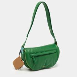 Pre Owned Burberry Green Leather Small  Olympia Shoulder Bag