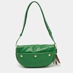 Pre Owned Burberry Green Leather Small  Olympia Shoulder Bag