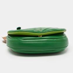 Pre Owned Burberry Green Leather Small  Olympia Shoulder Bag