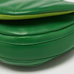 Pre Owned Burberry Green Leather Small  Olympia Shoulder Bag