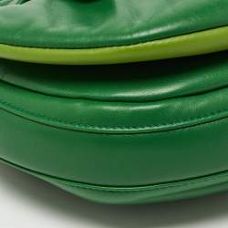 Pre Owned Burberry Green Leather Small  Olympia Shoulder Bag