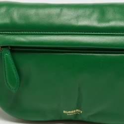 Pre Owned Burberry Green Leather Small  Olympia Shoulder Bag