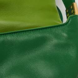 Pre Owned Burberry Green Leather Small  Olympia Shoulder Bag