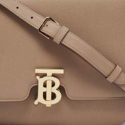 Pre Owned Burberry Beige Grain Leather Medium TB Shoulder Bag