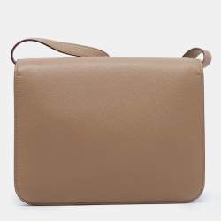 Pre Owned Burberry Beige Grain Leather Medium TB Shoulder Bag