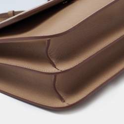 Pre Owned Burberry Beige Grain Leather Medium TB Shoulder Bag