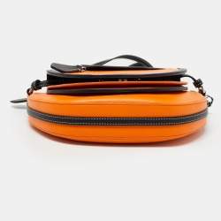 Pre Owned Burberry Orange/Black Leather Mini Double Olympia Bag