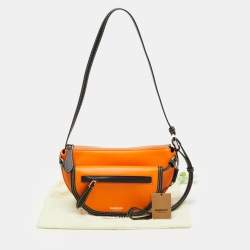 Pre Owned Burberry Orange/Black Leather Mini Double Olympia Bag