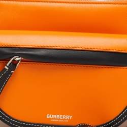 Pre Owned Burberry Orange/Black Leather Mini Double Olympia Bag