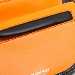 Pre Owned Burberry Orange/Black Leather Mini Double Olympia Bag