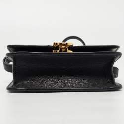 Pre Owned Burberry Black Leather Mini TB Shoulder Bag