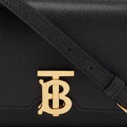 Pre Owned Burberry Black Leather Mini TB Shoulder Bag