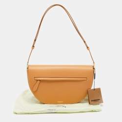 Pre Owned Burberry Warm Sand Leather Medium Olympia Shoulder Bag