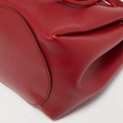 Pre Owned Burberry Red Leather Peony Drawstring Bucket Bag