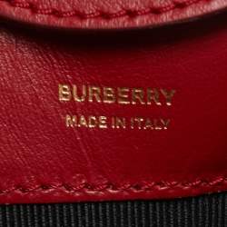 Pre Owned Burberry Red Leather Peony Drawstring Bucket Bag