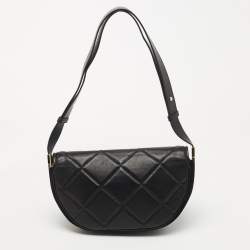 Pre Owned Burberry Black Quilted Leather Small Olympia Shoulder Bag