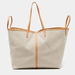 مملوكة مسبقًا Burberry Beige Canvas and Leather XL Beach Tote