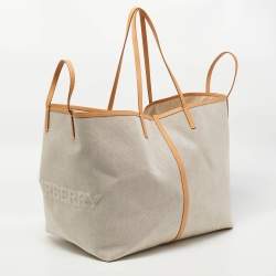 مملوكة مسبقًا Burberry Beige Canvas and Leather XL Beach Tote