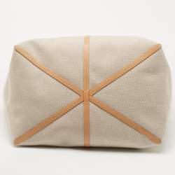 Pre Owned Burberry Beige Canvas and Leather XL Beach Tote