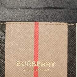 مملوكة مسبقًا Burberry Beige/Black Icon Stripe Coated Canvas and Leather Card Holder