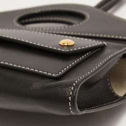 Pre Owned Burberry Black Leather Mini Pocket Strap Clutch