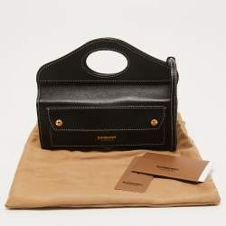 Pre Owned Burberry Black Leather Mini Pocket Strap Clutch